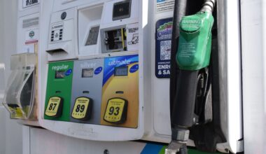 A gas pump at a Raleigh BP station on Hillsborough Street in March 2026.