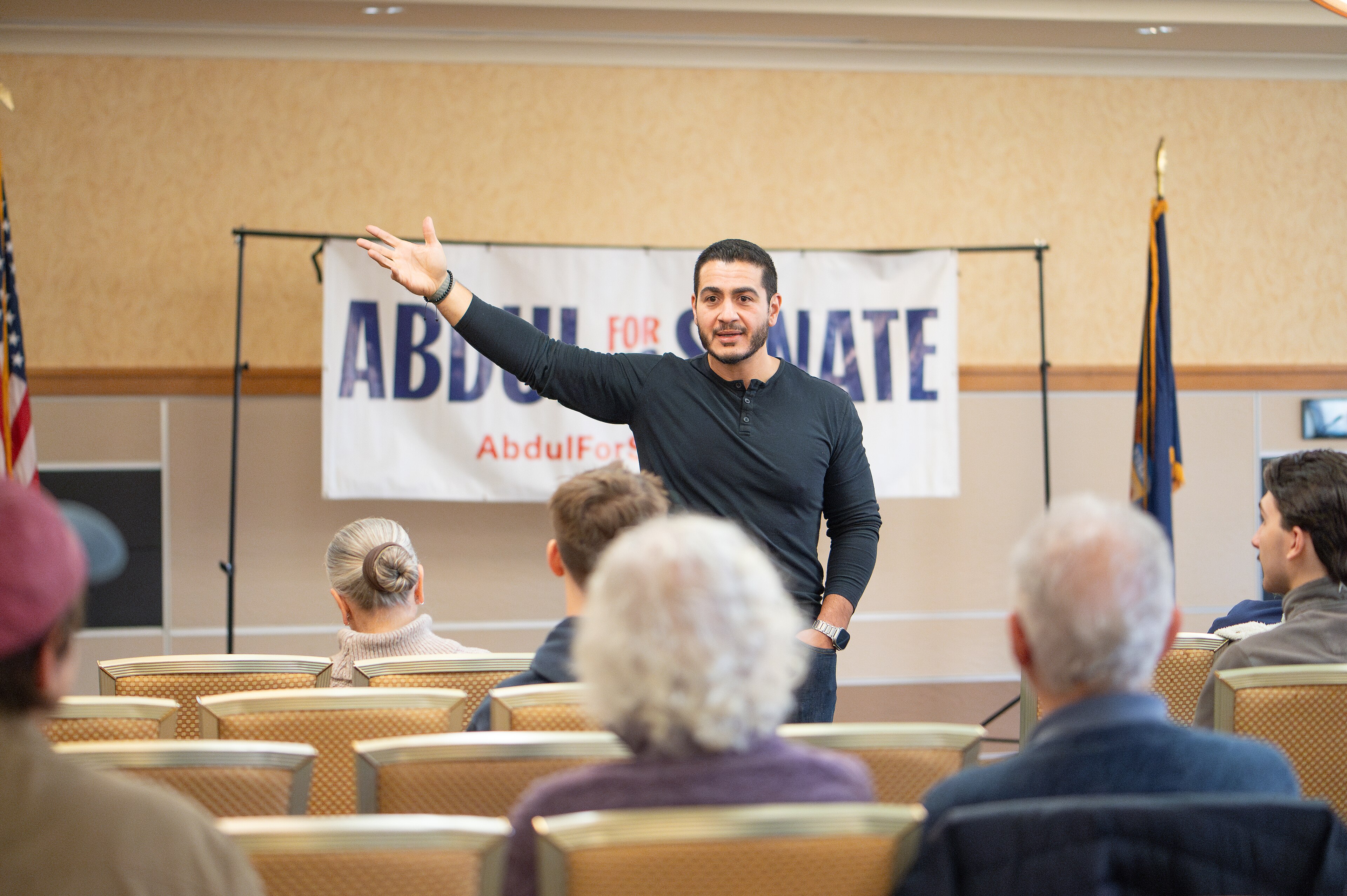 Abdul El-Sayed, a Democratic candidate for senator in the state of Michigan, at a campaign event at Michigan Technological University, in Houghton, Mich., Oct. 22, 2025. Credit: Conlan Houston/Flickr via Wikimedia Commons.
