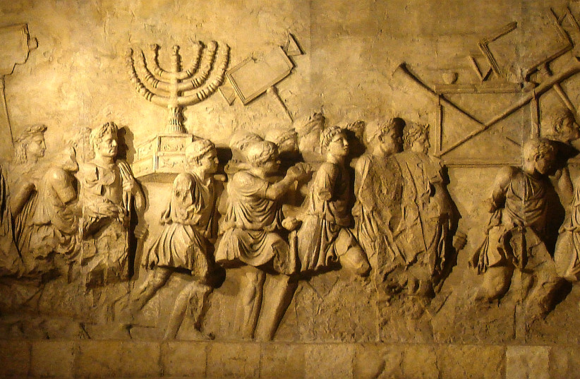 The menorah from the Second Temple is depicted being carried by Romans on the Arch of Titus.
