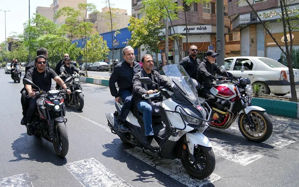 Abbas Araghchi, the Iranian foreign minister, left the funeral of Ali Khamenei on the back of a motorbike