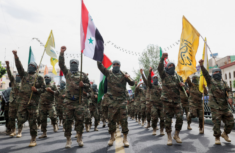 Members of special IRGC forces attend a rally marking the annual Quds Day, or Jerusalem Day, on the last Friday of the holy month of Ramadan in Tehran, Iran, April 29, 2022. (credit: MAJID ASGARIPOUR/WANA