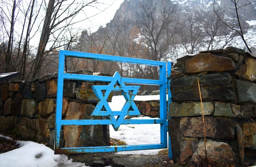 Entrance to the ancient Jewish cemetery in Yeghegis, Armenia, which contains nearly 40 medieval tombstones from the 13th and 14th centuries C.E. inscribed in Hebrew and Aramaic.