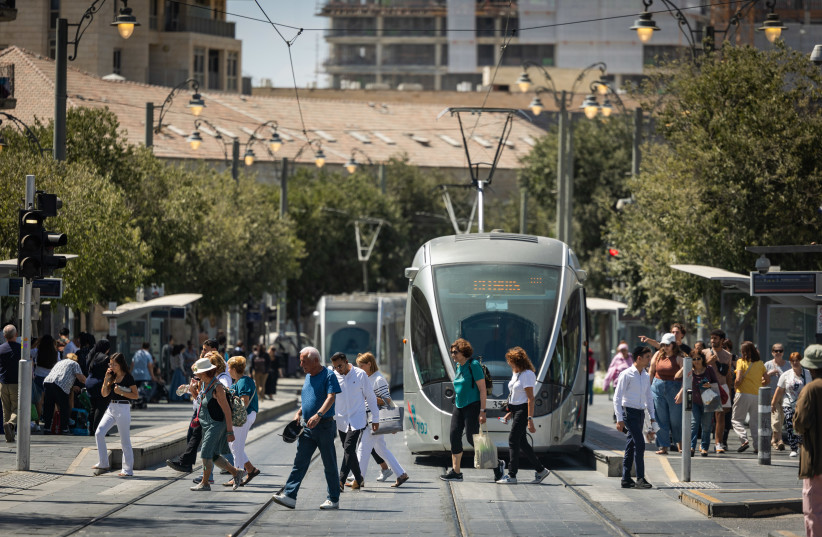 View of the Jerusalem Light Rail on Jaffa Street in central Jerusalem, September 2, 2025