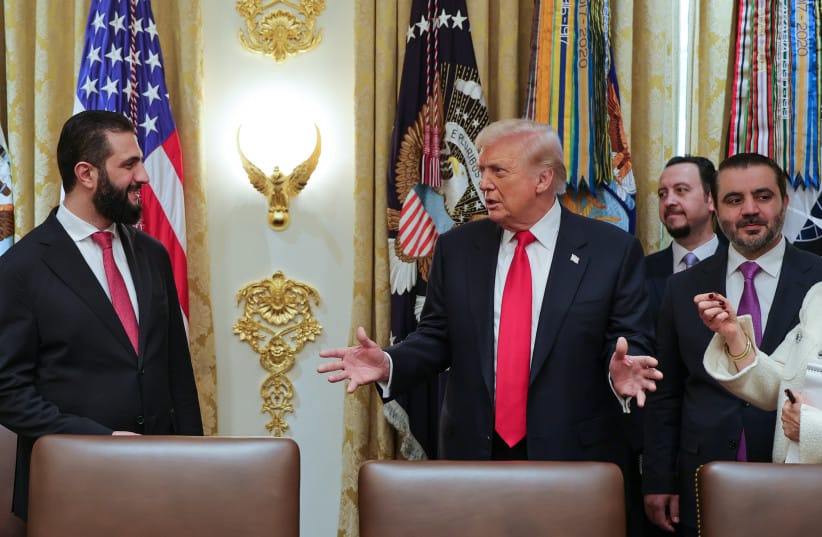 US President Donald Trump meets Syrian counterpart Ahmed al-Sharaa in the White House, Washington, DC, November 10, 2025