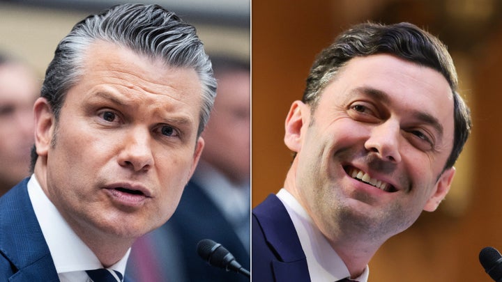 Defense Secretary Pete Hegseth and Sen. Jon Ossoff (D-Ga.).