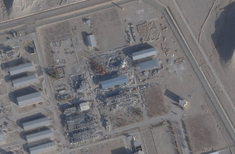 A satellite imagery taken on February 1, 2026, shows a new roof over a previously destroyed building at Isfahan nuclear site, Iran; Illustrative