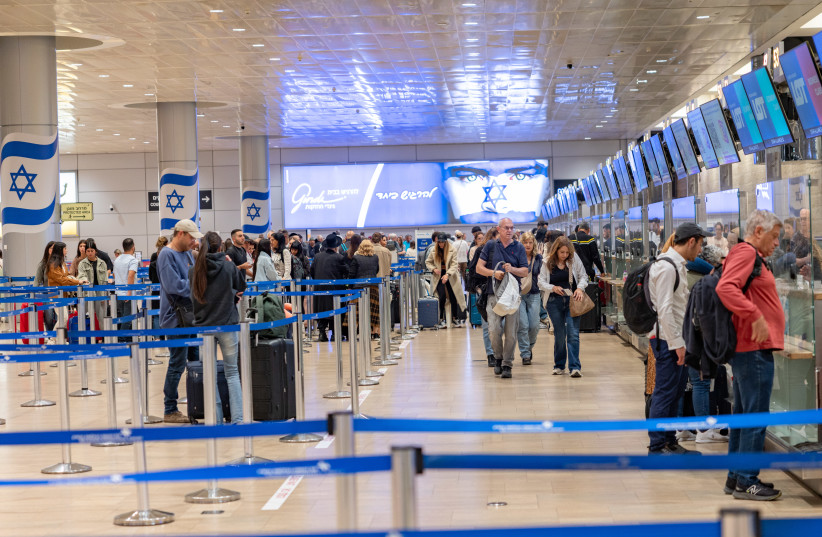 Travellers at Ben Gurion International Airport, October 23, 2025.