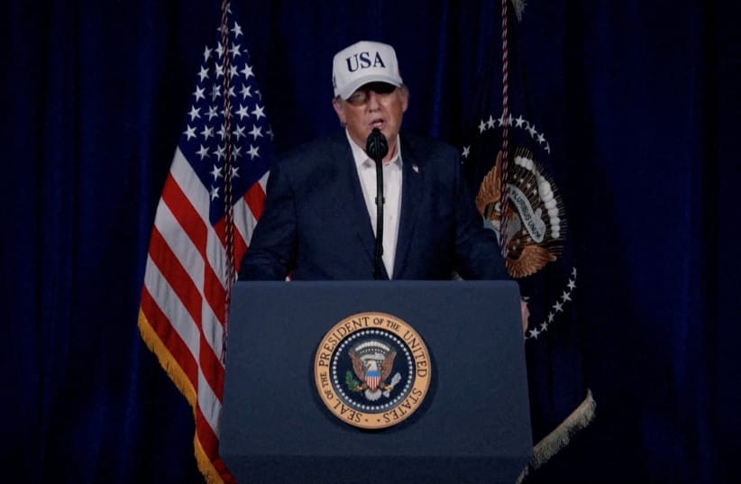 US President Donald Trump speaks to announce that the US had begun ''major combat operations'' in Iran, in an unknown location, in this screengrab from a video released February 28, 2026. Israel and the US conducted strikes on Iran on Saturday, February 28, 2026.