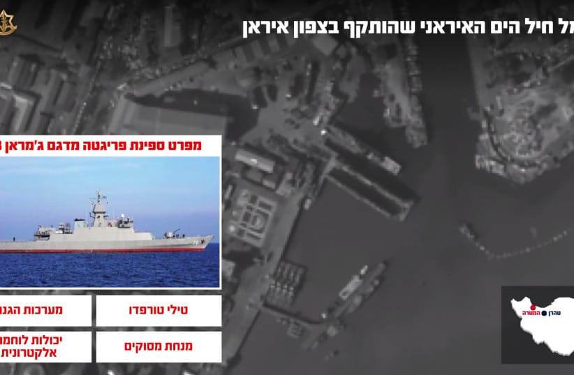 IDF GRAPHIC detailing Iranian Navy targets struck in the Caspian Sea.