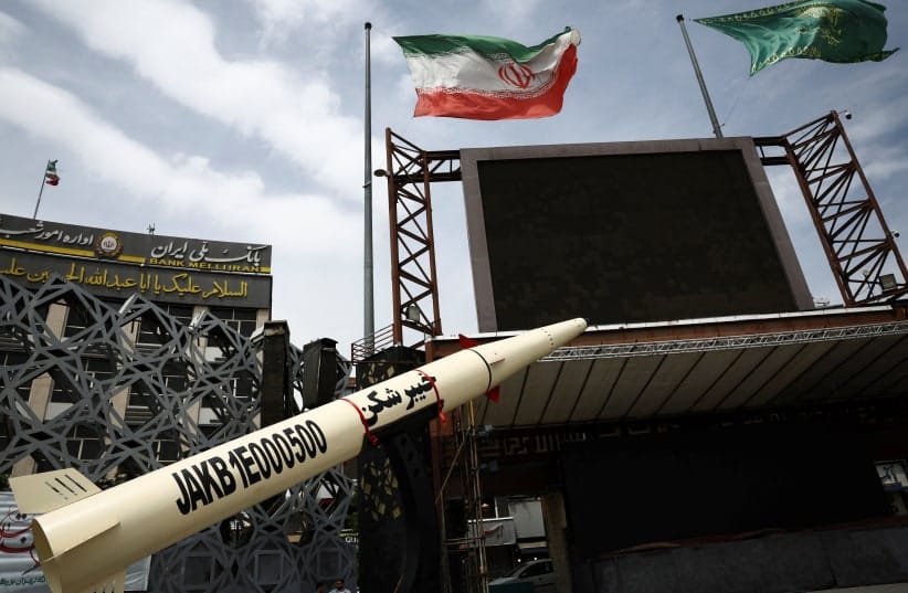 A symbolic mockup of an Iranian missile is displayed, amid a ceasefire between U.S. and Iran, in Tehran, Iran, April 27, 2026.