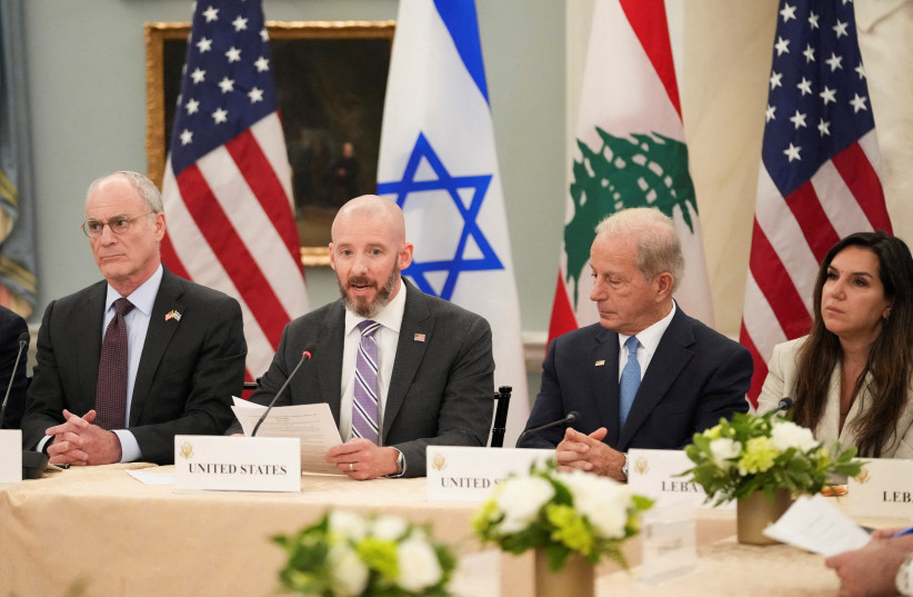 A meeting between Israeli and Lebanese delegations hosted by the United States, after the Trump administration said Israel and Lebanon agreed to implement a ceasefire to end hostilities, at the State Department in Washington, DC, US, June 3, 2026.
