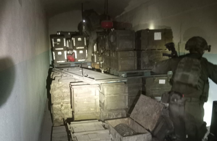 IDF soldiers uncover a large stockpile of Hezbollah terror weapons in a tunnel near Majdal Zoun, southern Lebanon, published June 21, 2026.
