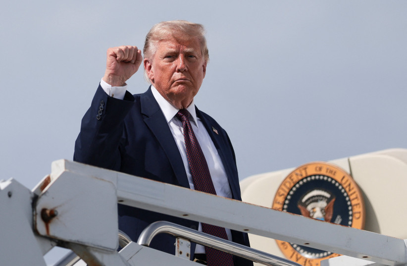 US President Donald Trump boards Air Force One as he departs Reading Regional Airport in Reading, Pennsylvania, US, June 23, 2026.