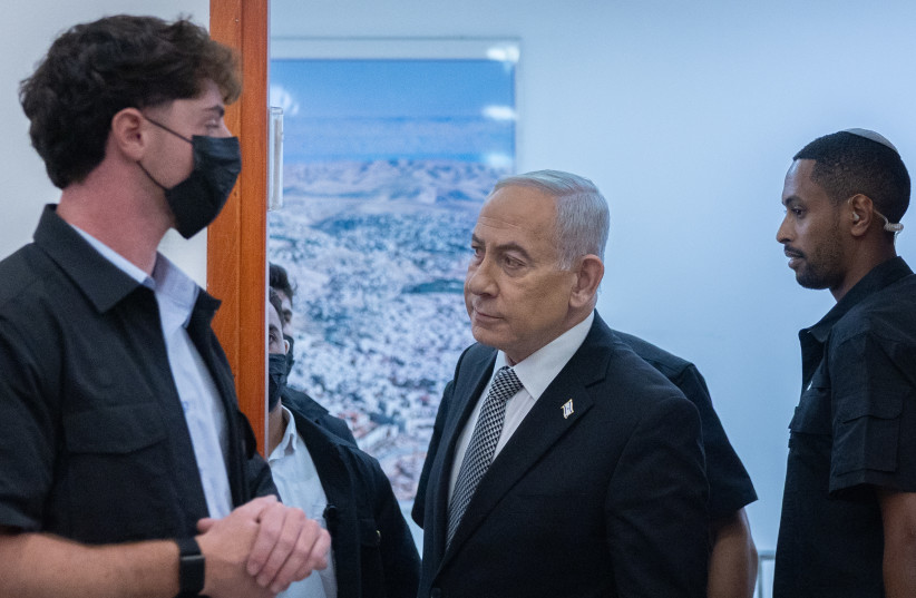PRIME MINISTER Benjamin Netanyahu arrives for a court hearing in his trial, at the District Court in Jerusalem on June 29, 2026.