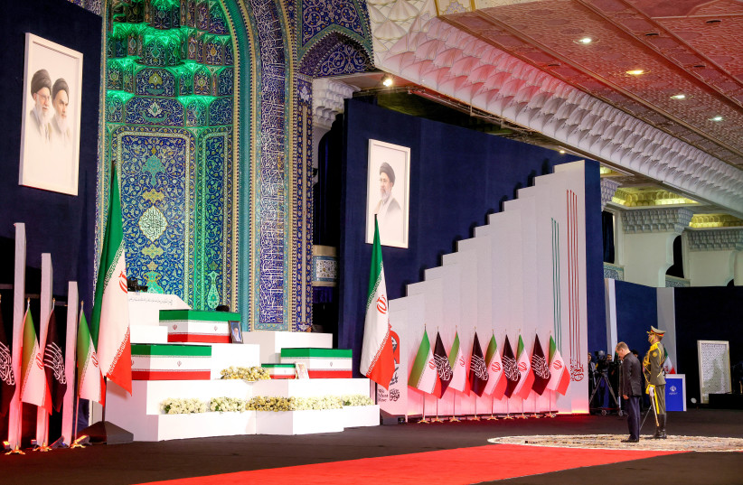 Deputy Chairman of the Russian Security Council Dmitry Medvedev pays his respects to Iran's late Supreme Leader Ayatollah Ali Khamenei in Tehran, Iran July 3, 2026.