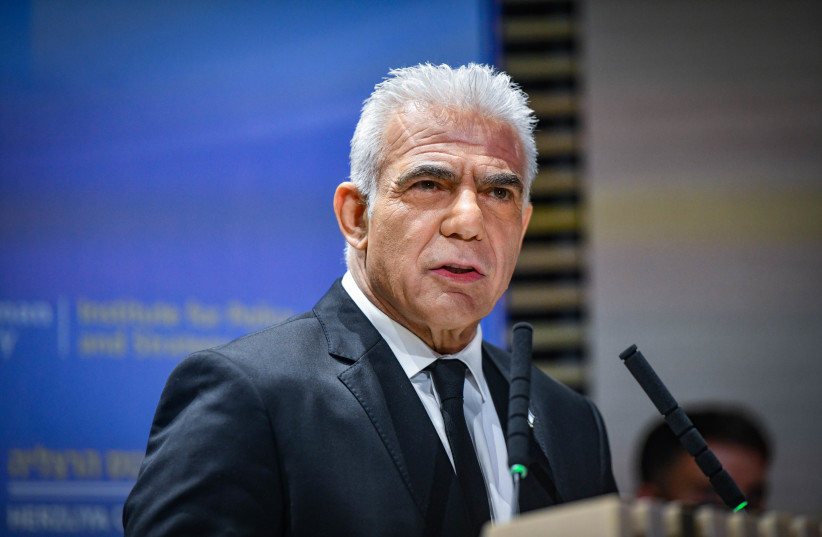 MK Yair Lapid attends the Herzliya conference at the Reichman University in Herzliya, July 1, 2026.