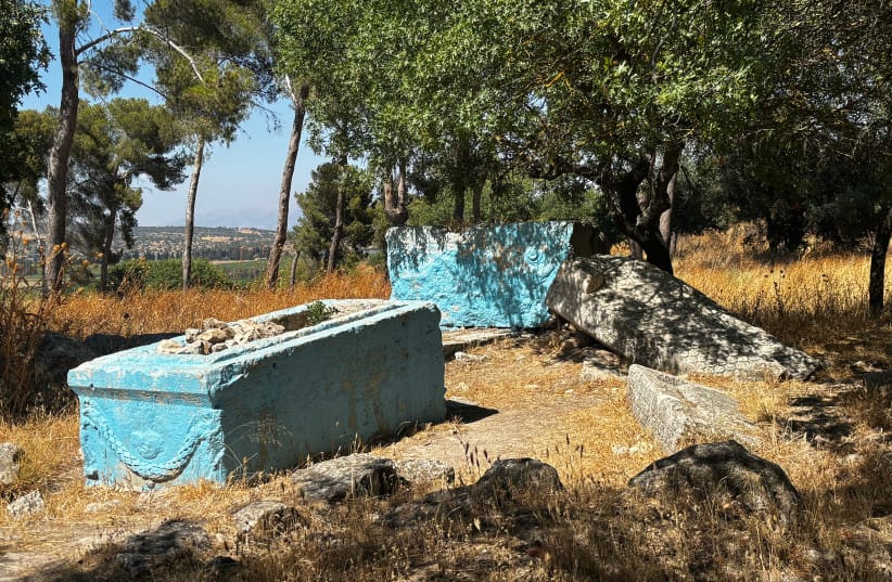 The tombs at Tel Qedesh, reputed by some to be those of Deborah and Barak of the Bible, have been painted blue by devotees.