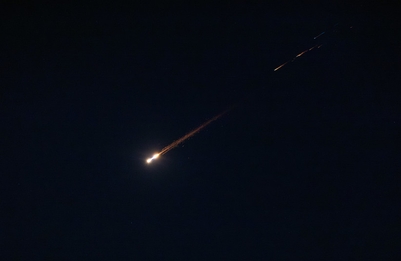 Iranian rocket trails over Jerusalem on February 28, 2026.