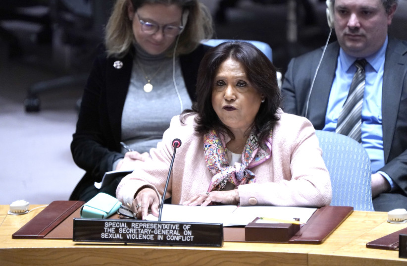 Pramila Patten, Special Representative of the Secretary-General on Sexual Violence in Conflict, speaks during the Security Council at the United Nations Headquarters on March 11, 2024 in New York City.
