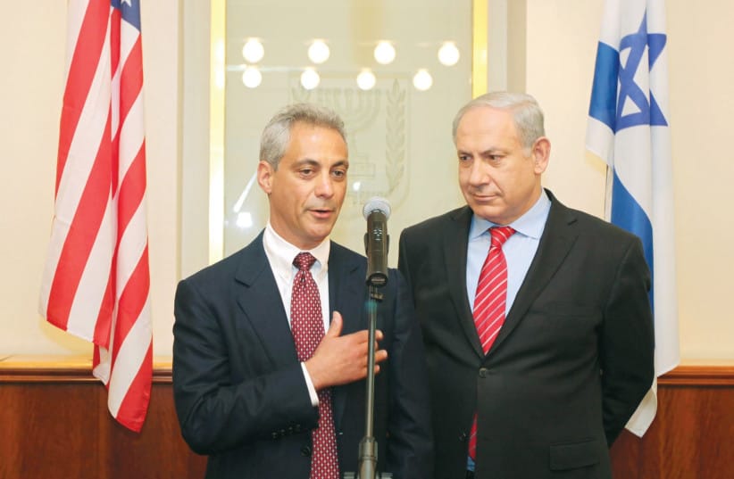 IN HIS speech on Wednesday, Rahm Emanuel named Prime Minister Benjamin Netanyahu a dozen times; the two have had a rocky professional relationship dating back almost two decades. Here, Netanyahu welcomes the then-White House chief of staff at the Prime Minister’s Office in Jerusalem in 2010.