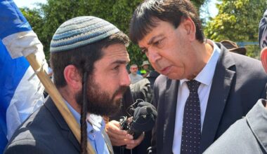 MK Zvi Sukkot visiting the city of Rahat as residents protest his visit, July 12, 2026.