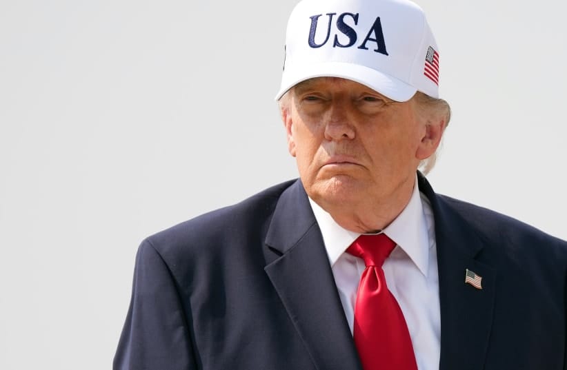 US President Donald Trump walks to board Air Force One as he departs Bismarck Municipal Airport on July 01, 2026; illustrative