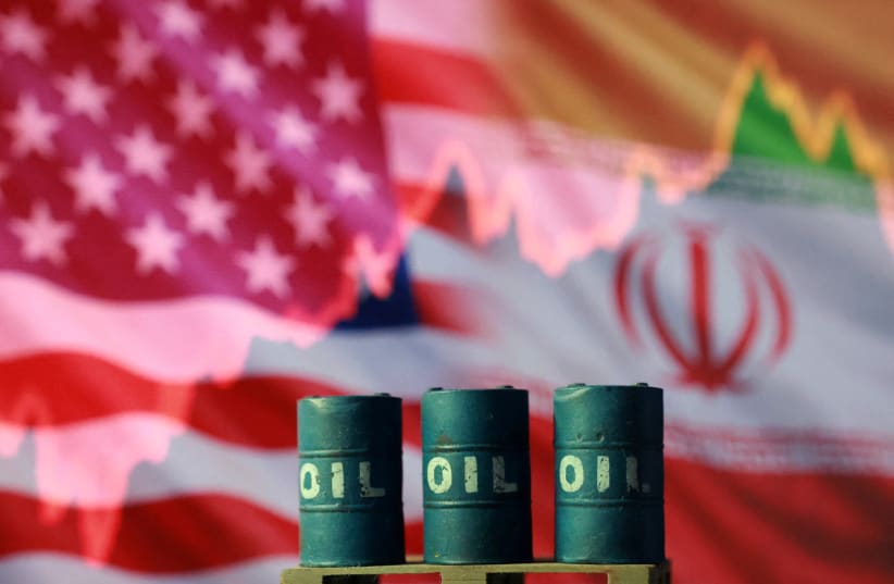 US and Iranian flags, 3D printed oil barrels and rising stock graph are seen in this illustration taken March 23, 2026.