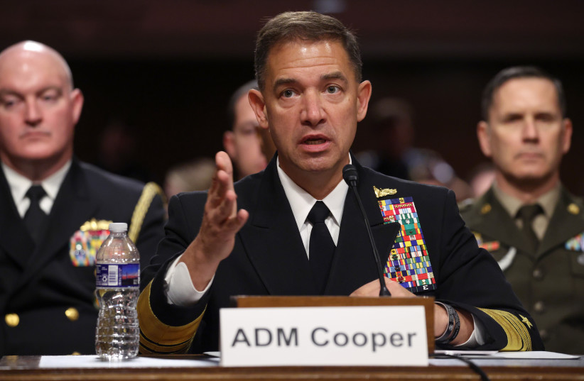 Commander of U.S. Central Command (CENTCOM) Navy Adm. Brad Cooper testifies during a Senate Armed Services Committee hearing in the Dirksen Senate Office Building on Capitol Hill on May 14, 2026 in Washington, DC.