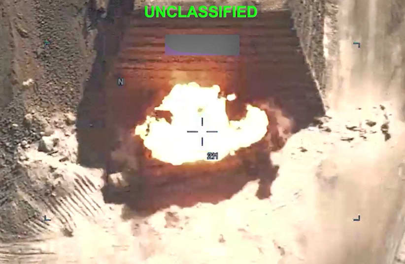 An explosion at an unknown location, during what U.S. Central Command (CENTCOM) says are strikes on Iran, in this screengrab taken from a handout video released on July 20, 2026. 