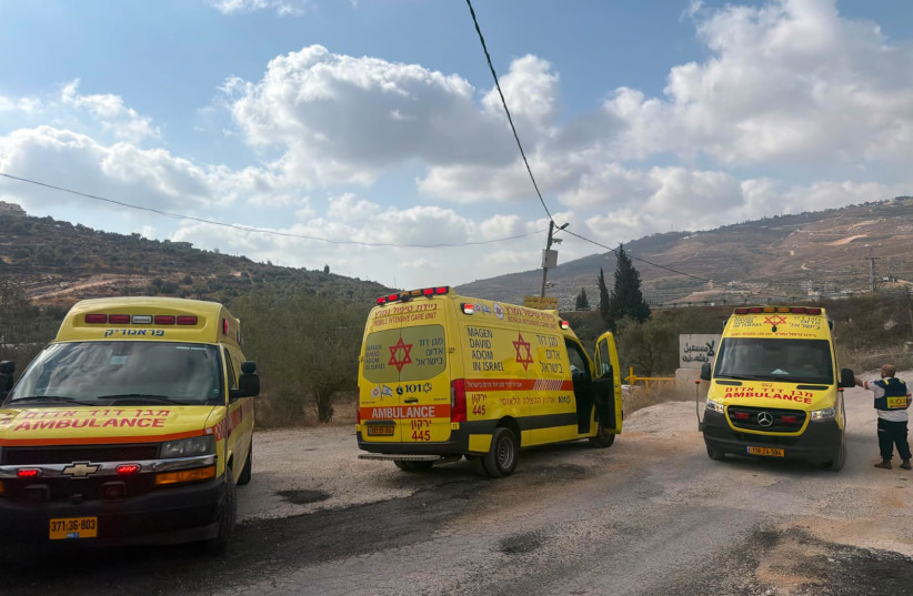 Magen David Adom paramedics respond to a shooting near Gilad Farm, West Bank, July 24, 2026.