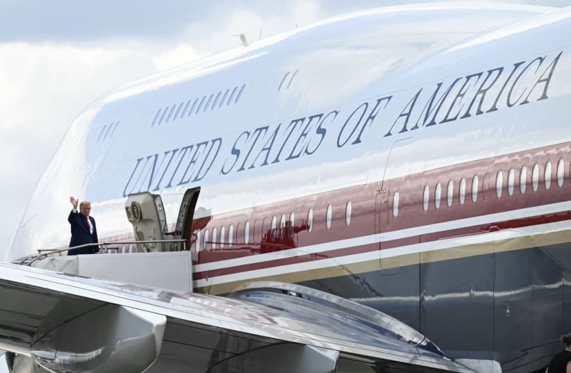 US President Donald Trump boards Air Force One at Dobbins Air Reserve Base in Marietta, Georgia, on July 22, 2026. 