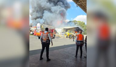 A fire at a factory in Sderot, July 27, 2026.