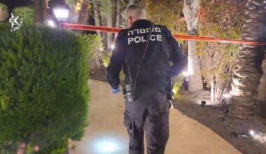 Police investigate the scene of the crime after a shooting at Ashdod's Troya wedding venue on July 29, 2026.