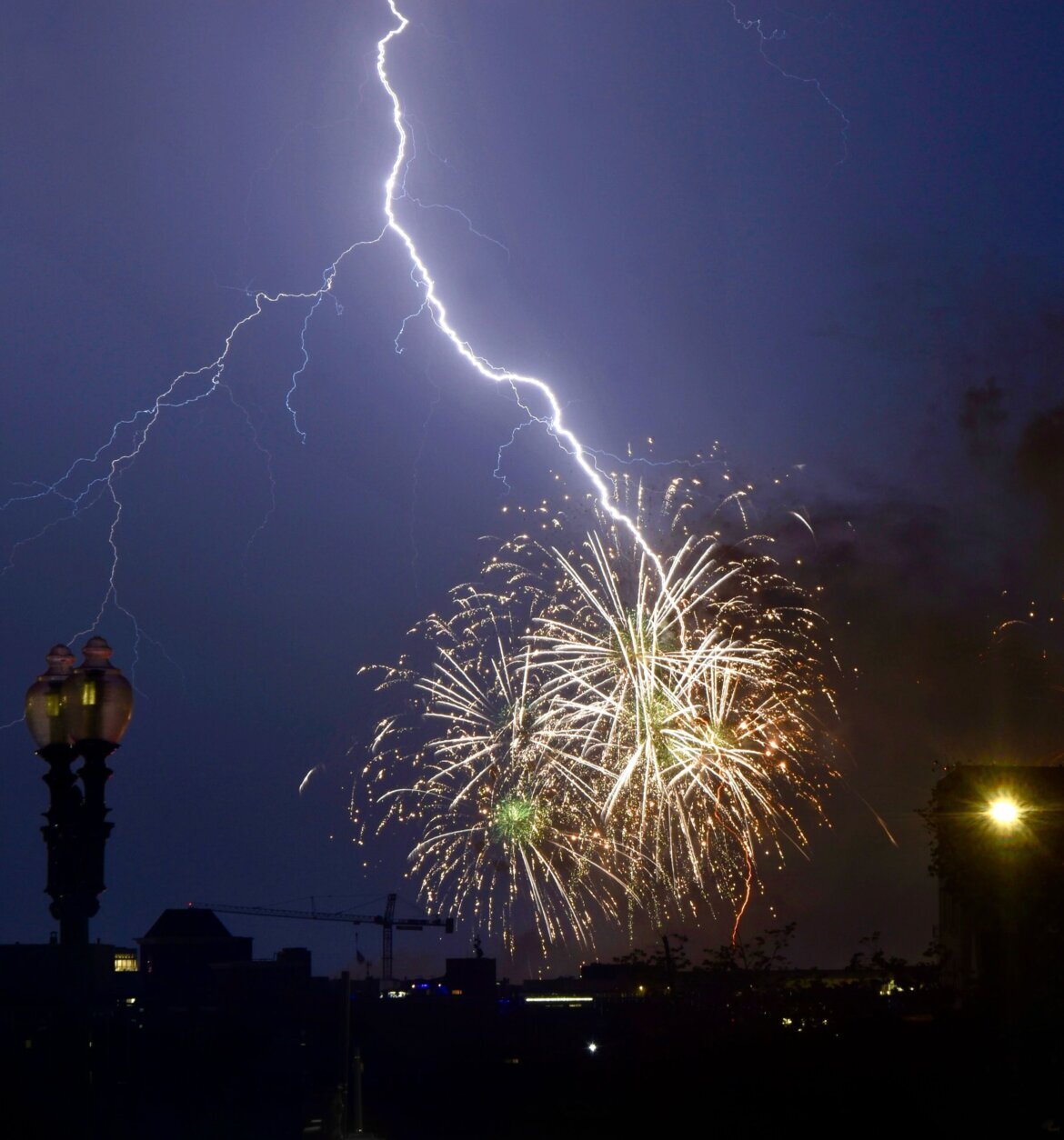 Lightning and fireworks