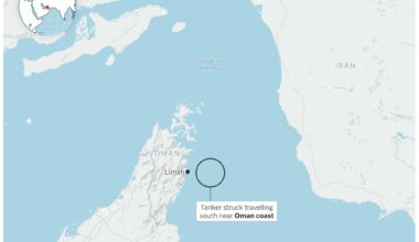 Map showing where a tanker was struck in the Strait of Hormuz. (AP Digital Embed)