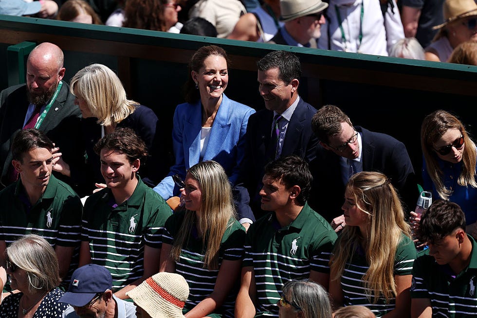 Day Four: The Championships - Wimbledon 2026 london, england july 02: catherine, princess of wales attends the gentlemens singles second round match between arthur fery of great britain and otto virtanen of finland with deborah jevans, chair of aeltc, and tim henman on day four of the championships wimbledon 2026 at all england lawn tennis and croquet club on july 02, 2026 in london, england. (photo by jan kruger/getty images)