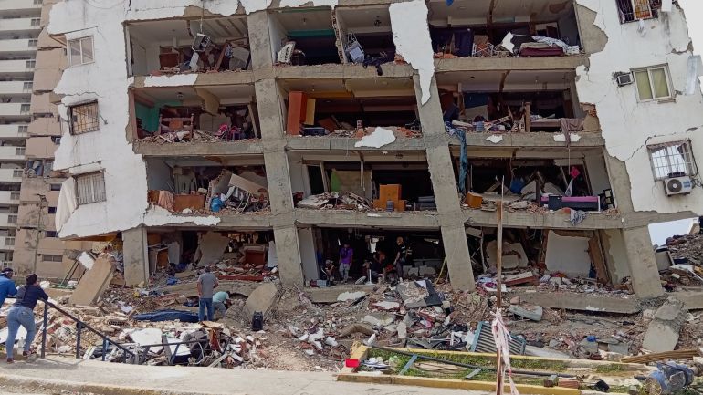 A tower leans dangerously after Venezuela earthquakes