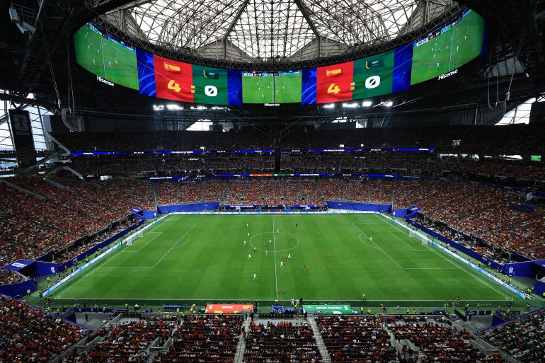 ATLANTA, GEORGIA - JUNE 21: General view during the FIFA World Cup 2026 Group H match between Spain and Saudi Arabia at Atlanta Stadium on June 21, 2026 in Atlanta, Georgia. Buda Mendes/Getty Images/AFP (Photo by Buda Mendes / GETTY IMAGES NORTH AMERICA / Getty Images via AFP)