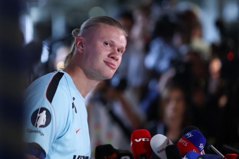 Erling Haaland reacts.