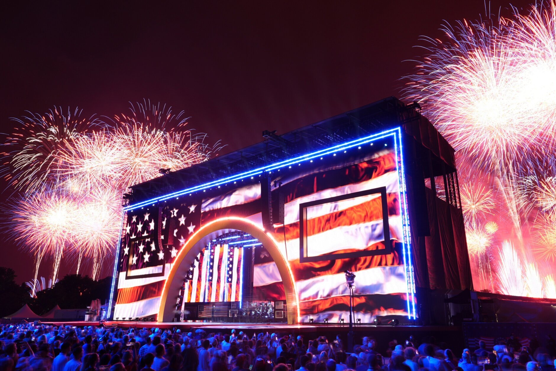 Fireworks explode during Salute to America