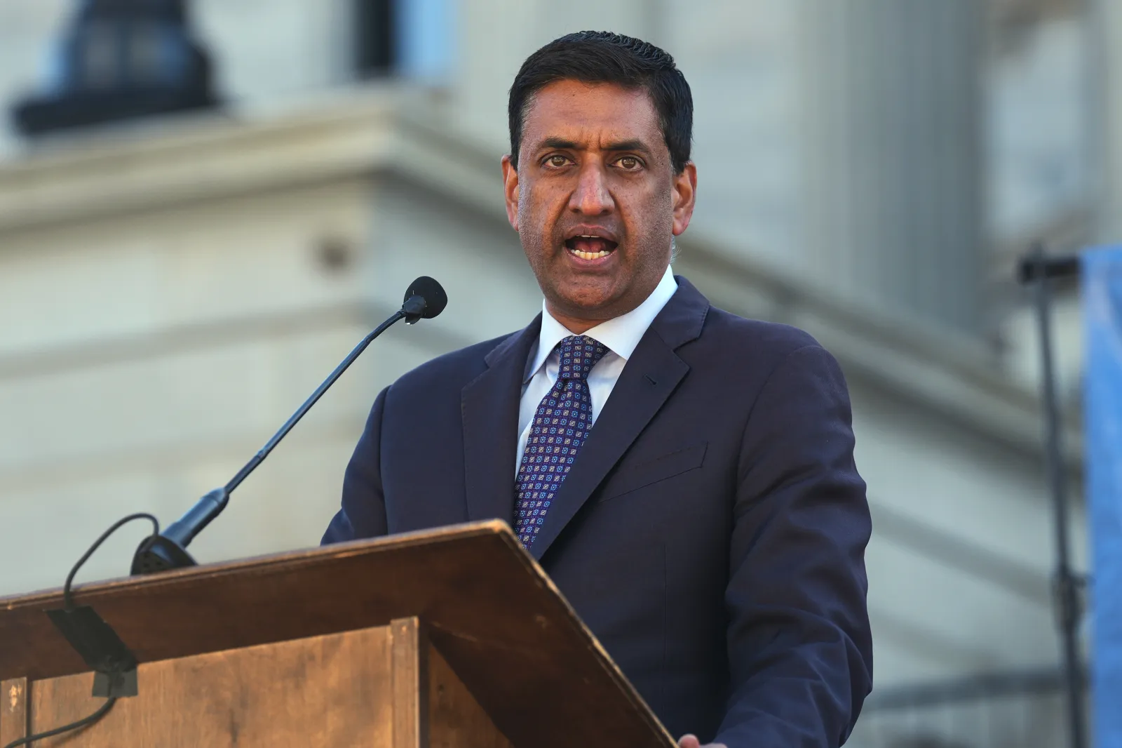 Democrat Representative Ro Khanna speaks at a Martin Luther King Jr. Day commemoration at the South Carolina Statehouse on January 19 in Columbia. (AP Photo/Meg Kinnard, File)