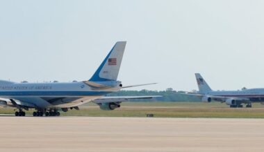 Trump flies old Air Force One out of Turkey, switches to new jet in Britain for trip home
