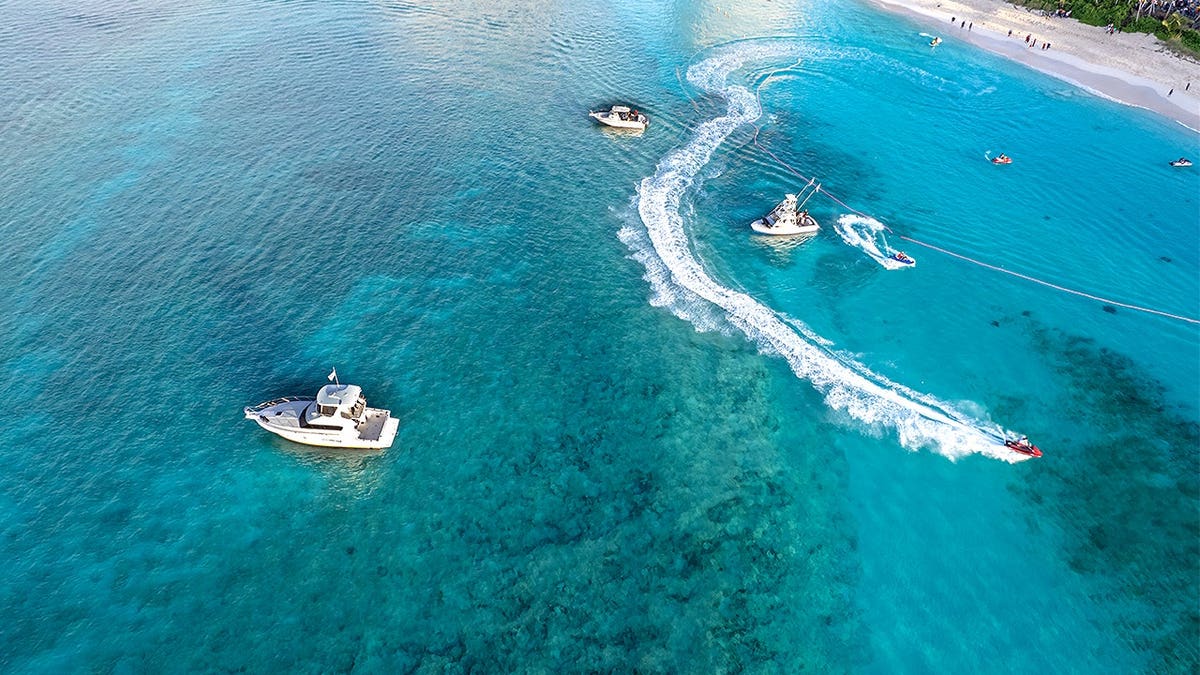 Aerial view of jet skis in Nassau