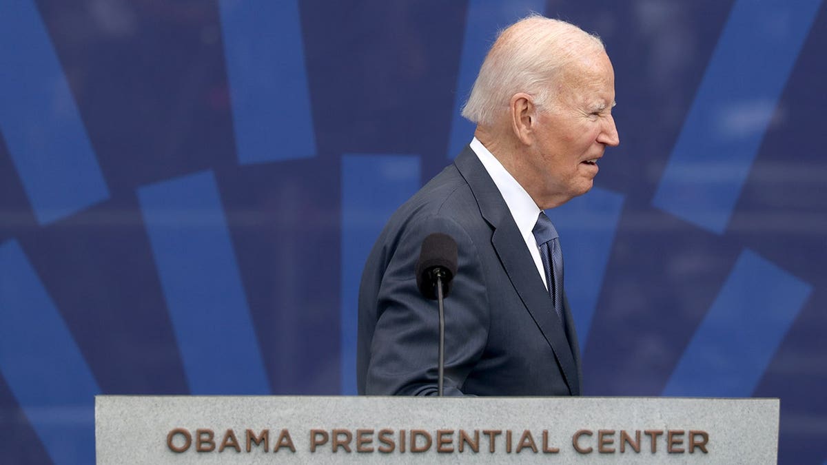 Joe Biden attending the dedication ceremony for the opening of the Barack Obama Presidential Center.