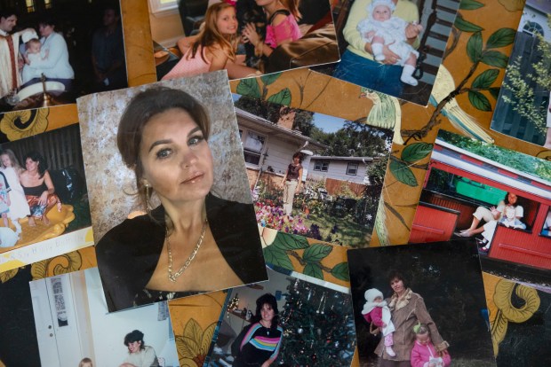 Family photos show Beata Siemionkowicz with her daughters, Gabi and Claudia, July 16, 2026. Siemionkowicz, a U.S. green card holder from Poland, has been in ICE custody for the last 11 months since being detained in Claudia's Des Plaines backyard while gardening. (Brian Cassella/Chicago Tribune)