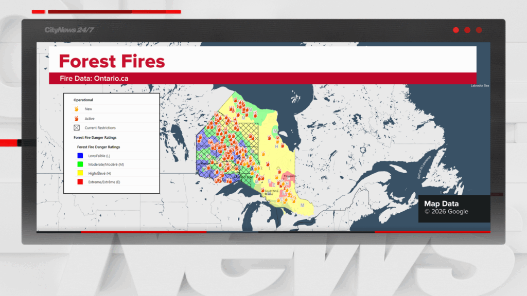 Ontario crews battling about 190 wildfires, half out of control: officials