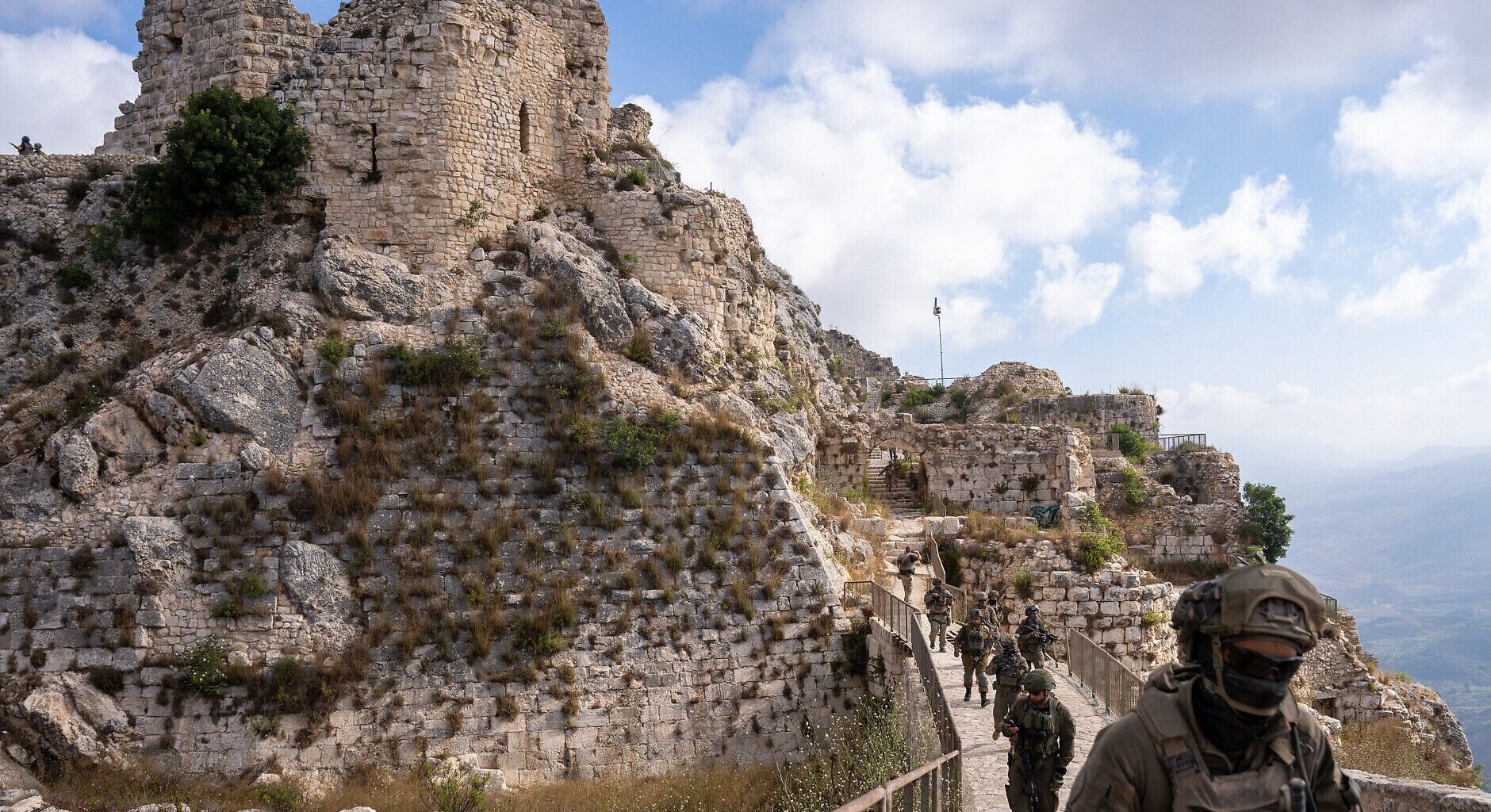 IDF troops at Beaufort Castle in southern Lebanon, July 7, 2026. (Emanuel Fabian/Times of Israel)