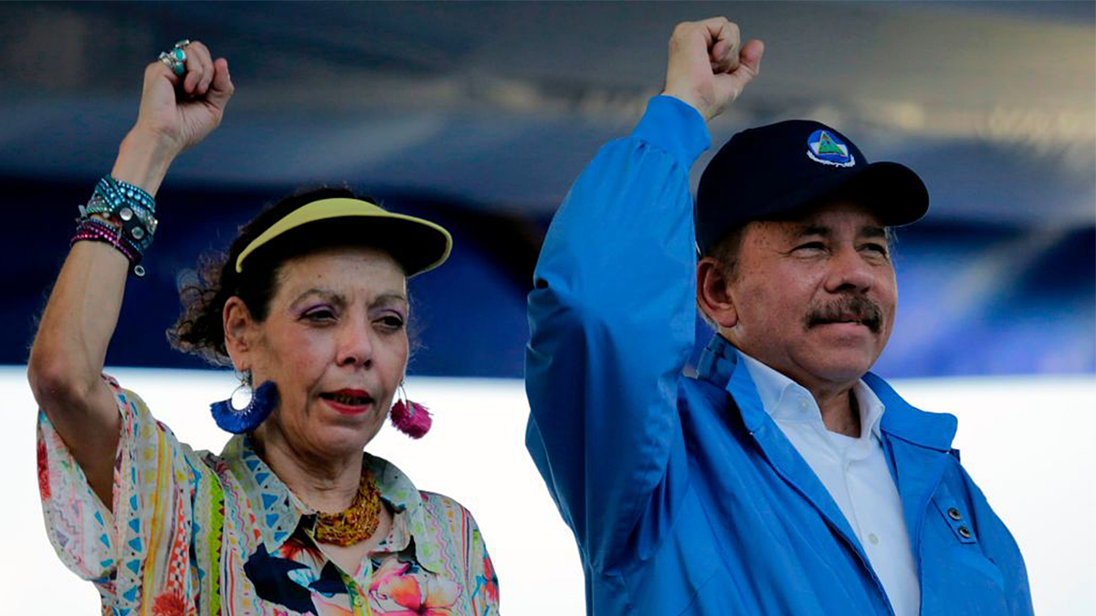 Nicaraguan President Daniel Ortega and his wife, Rosario Murillo