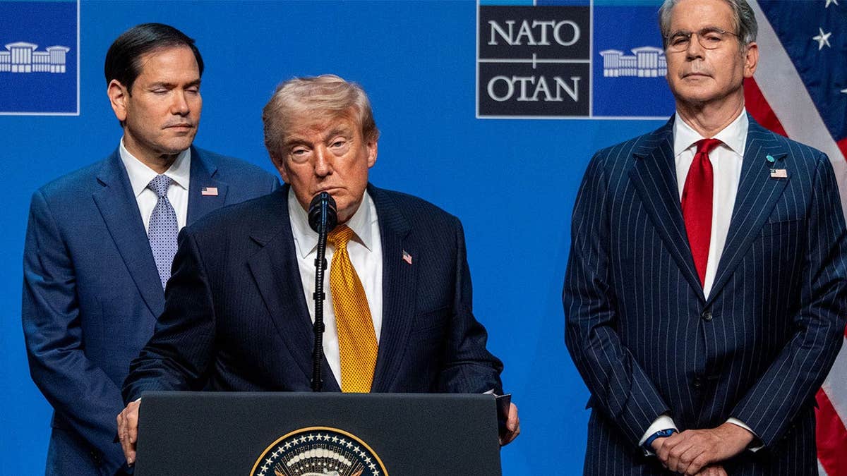 President Donald Trump speaks during a news conference at the NATO Summit in Ankara, Turkey