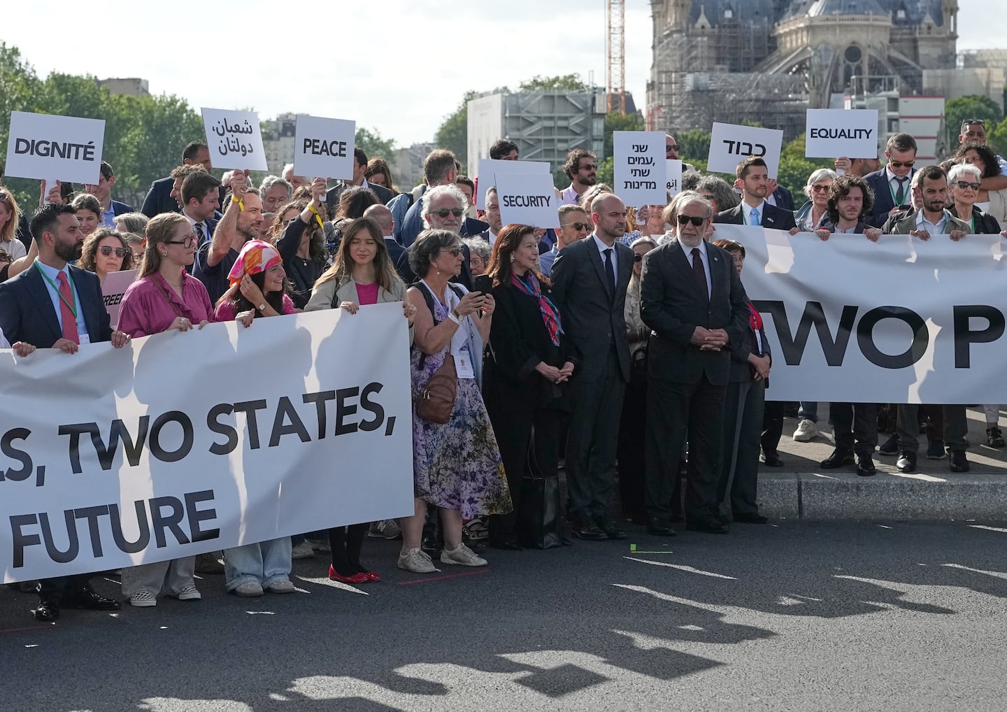 Participants of the Paris Call for the Two-State Solution gathered in Paris on June 12. France hosted the international meeting, attended by ministers from Brazil, Canada, the United Arab Emirates, and Turkey as well as the EU's High Representative for Foreign Affairs.
